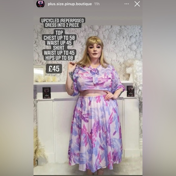 Repurposed vintage 2 piece crop + skirt - Picture 1 of 4